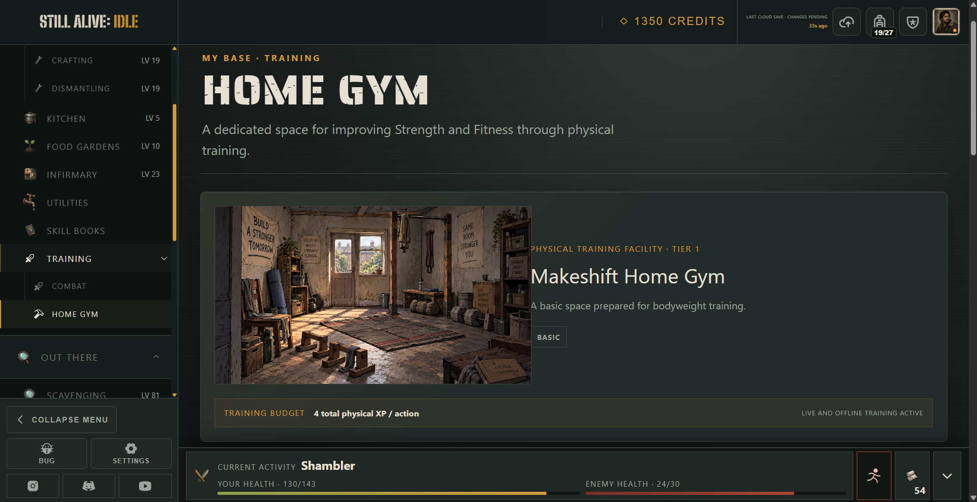 Still Alive: Idle Makeshift Home Gym with its early physical training facilities